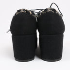 CHANEL Coco Tweed Felt Mark Leather x Fabric Boots G31378 in Black x Beige, Size 37 EU