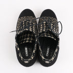 CHANEL Coco Tweed Felt Mark Leather x Fabric Boots G31378 in Black x Beige, Size 37 EU
