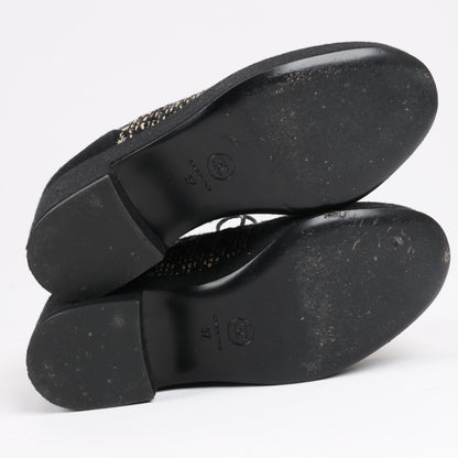 CHANEL Coco Tweed Felt Mark Leather x Fabric Boots G31378 in Black x Beige, Size 37 EU