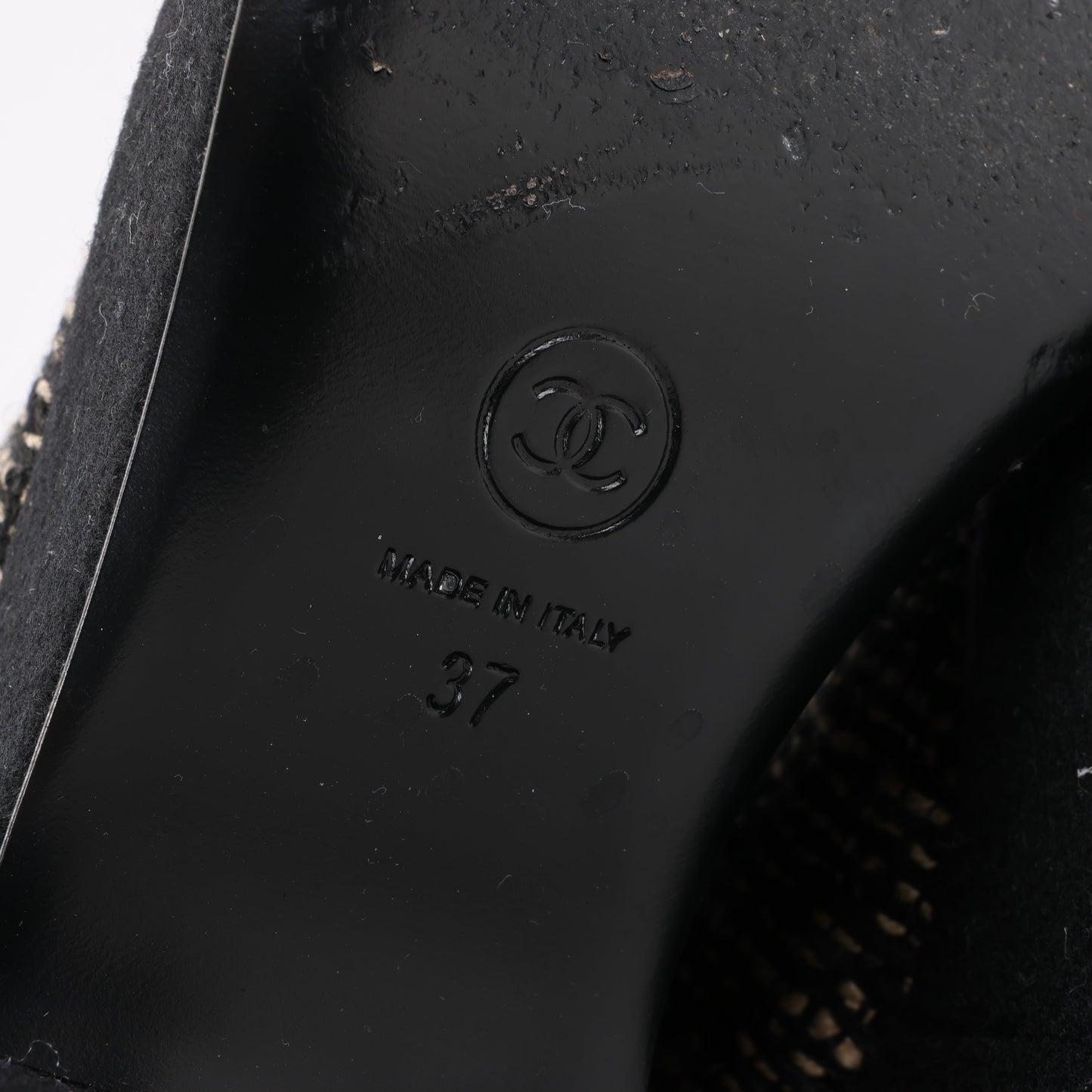 CHANEL Coco Tweed Felt Mark Leather x Fabric Boots G31378 in Black x Beige, Size 37 EU