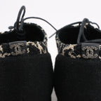 CHANEL Coco Tweed Felt Mark Leather x Fabric Boots G31378 in Black x Beige, Size 37 EU