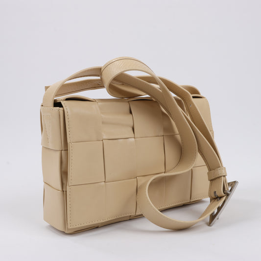 Bottega Veneta Maxi Intrecciato Cassette Leather Shoulder Bag in Beige