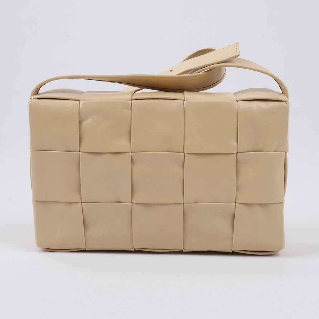 Bottega Veneta Maxi Intrecciato Cassette Leather Shoulder Bag in Beige