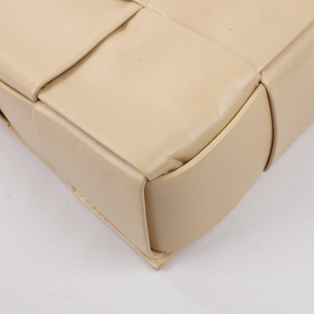 Bottega Veneta Maxi Intrecciato Cassette Leather Shoulder Bag in Beige