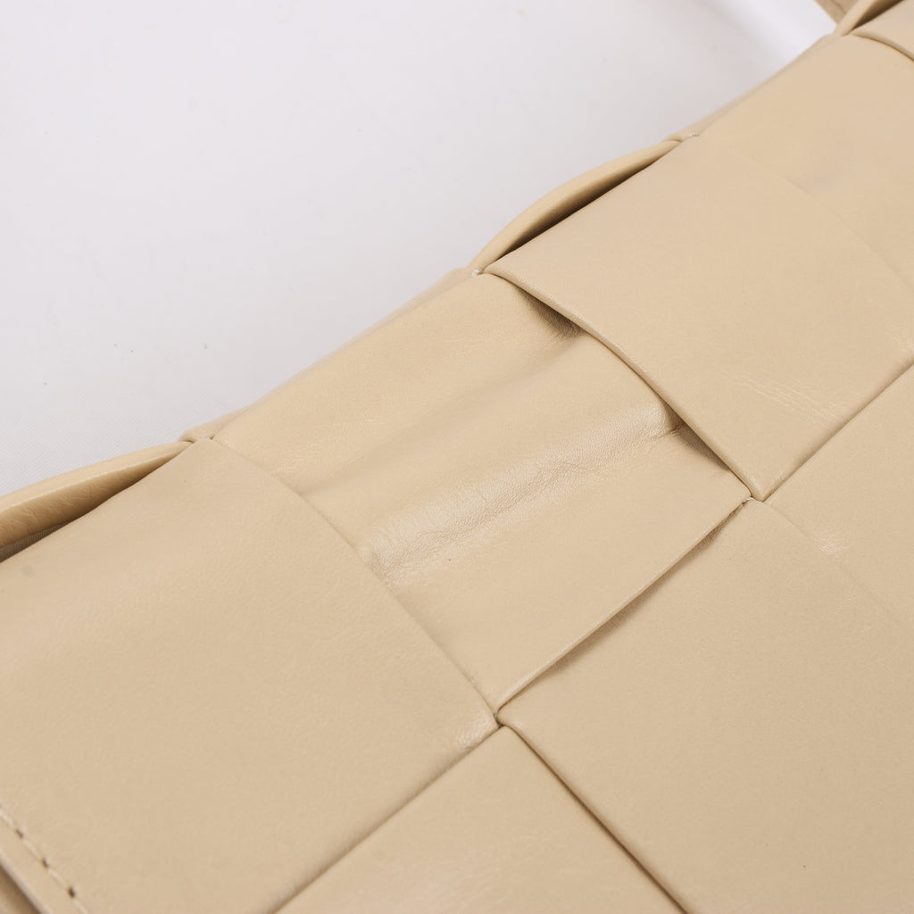 Bottega Veneta Maxi Intrecciato Cassette Leather Shoulder Bag in Beige