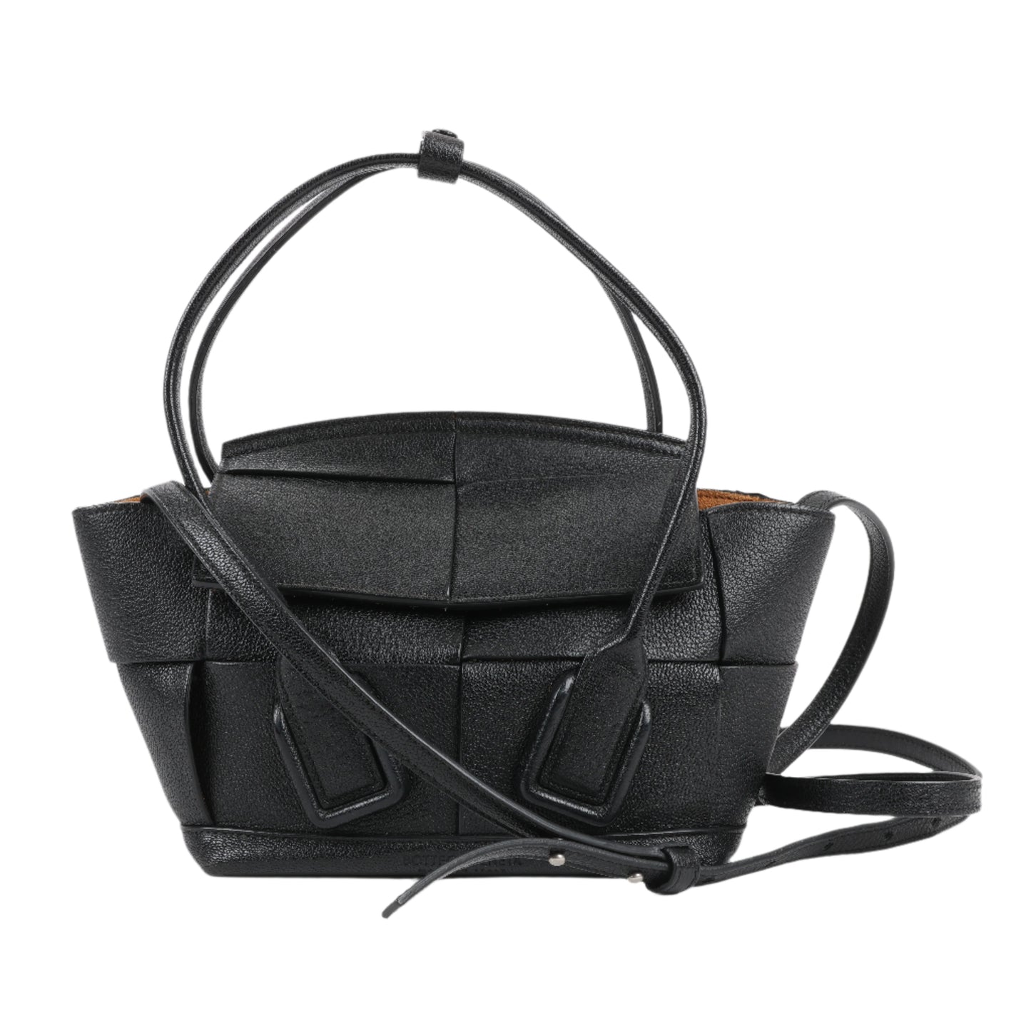 Bottega Veneta Arco Mini Leather Maxi Intrecciato 2Way Handbag in Black