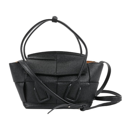 Bottega Veneta Arco Mini Leather Maxi Intrecciato 2Way Handbag in Black