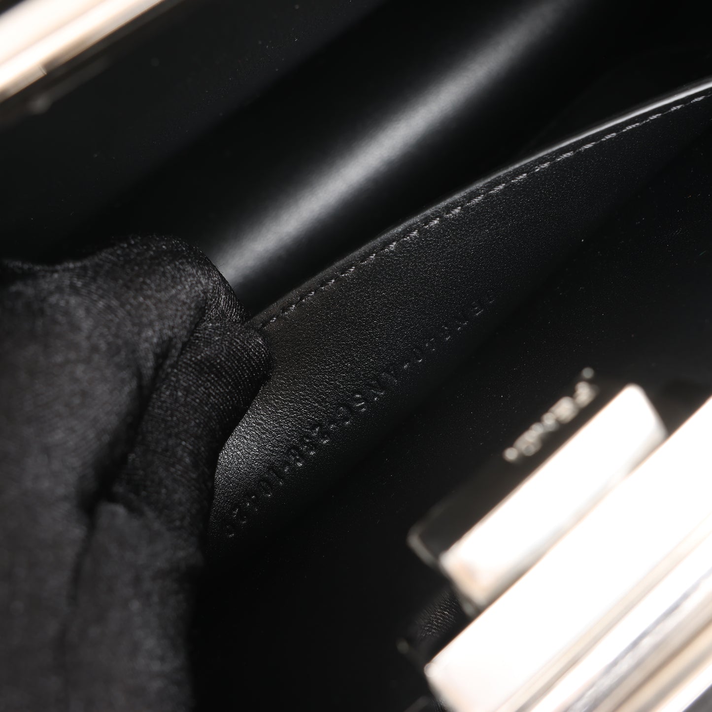 Fendi Peekaboo Cuts Patent Leather Chain Shoulder Bag in Black 8BN340