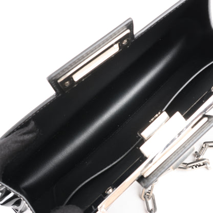 Fendi Peekaboo Cuts Patent Leather Chain Shoulder Bag in Black 8BN340