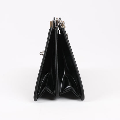 Fendi Peekaboo Cuts Patent Leather Chain Shoulder Bag in Black 8BN340