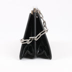 Fendi Peekaboo Cuts Patent Leather Chain Shoulder Bag in Black 8BN340