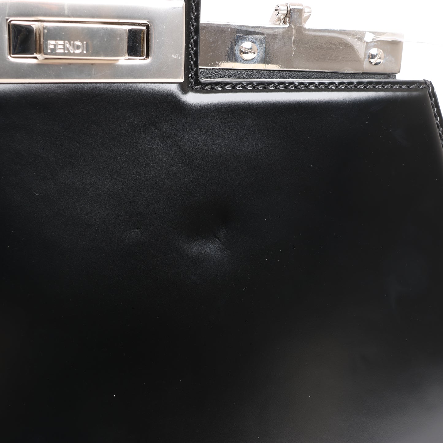 Fendi Peekaboo Cuts Patent Leather Chain Shoulder Bag in Black 8BN340