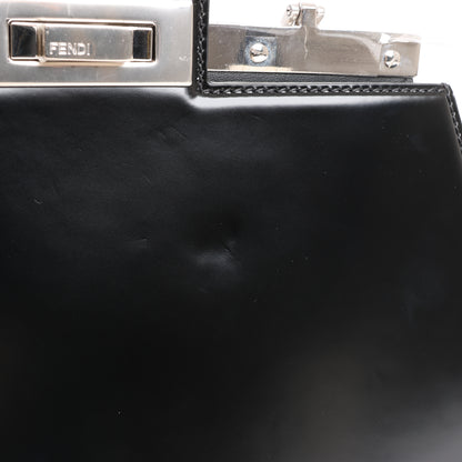 Fendi Peekaboo Cuts Patent Leather Chain Shoulder Bag in Black 8BN340
