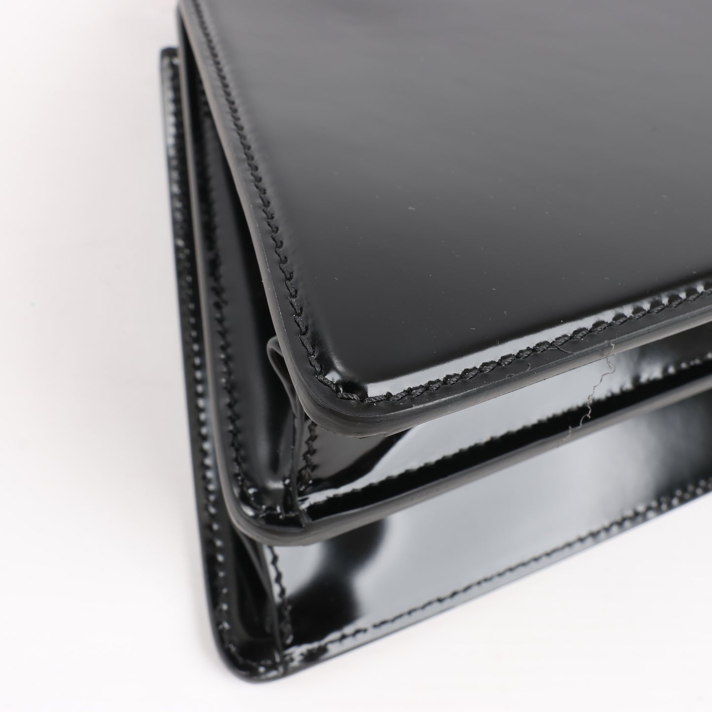 Fendi Peekaboo Cuts Patent Leather Chain Shoulder Bag in Black 8BN340