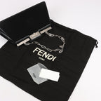 Fendi Peekaboo Cuts Patent Leather Chain Shoulder Bag in Black 8BN340