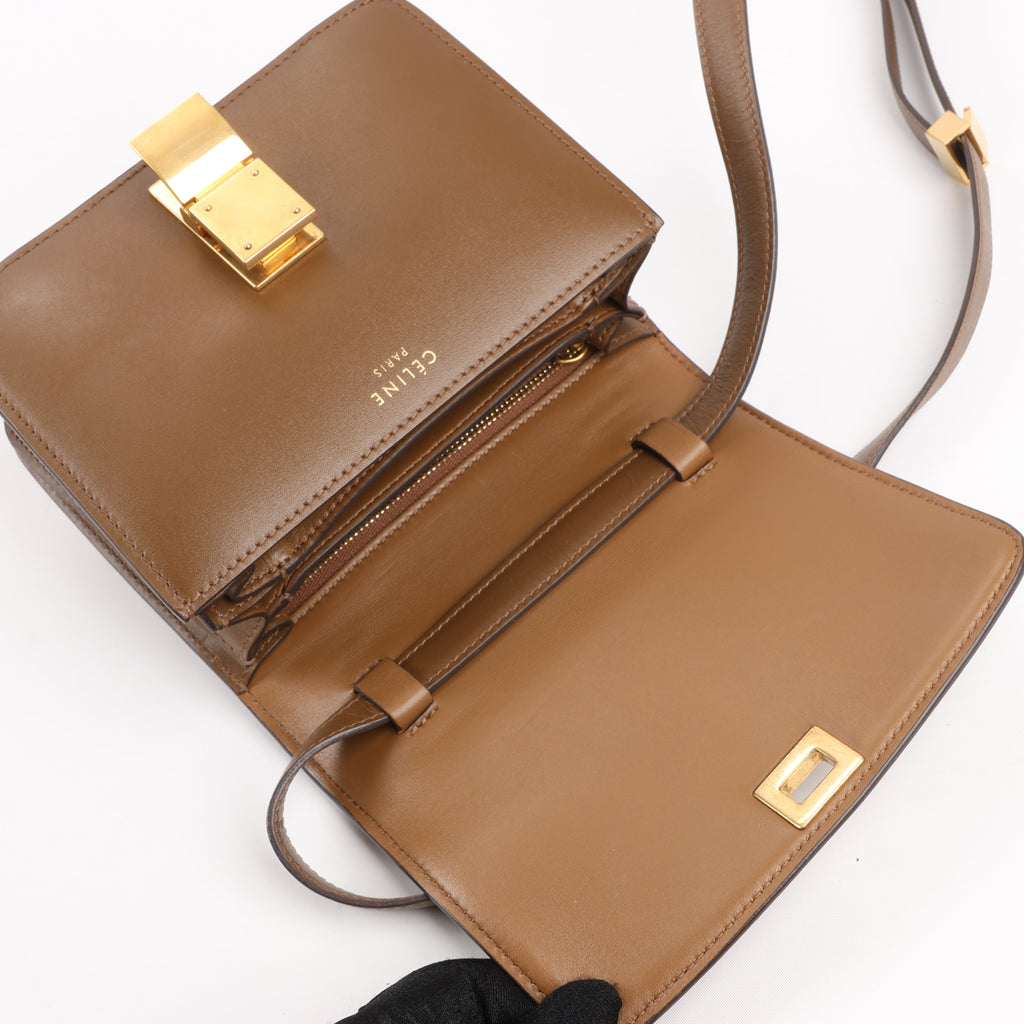 Celine Classic Box Small Leather Shoulder Bag in Brown