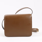 Bolso de hombro pequeño de piel Celine Classic Box en marrón