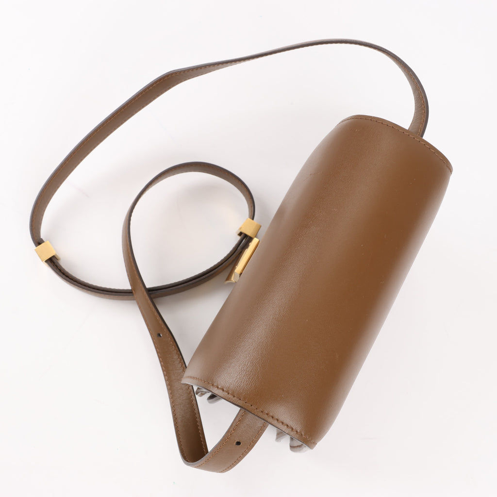 Bolso de hombro pequeño de piel Celine Classic Box en marrón