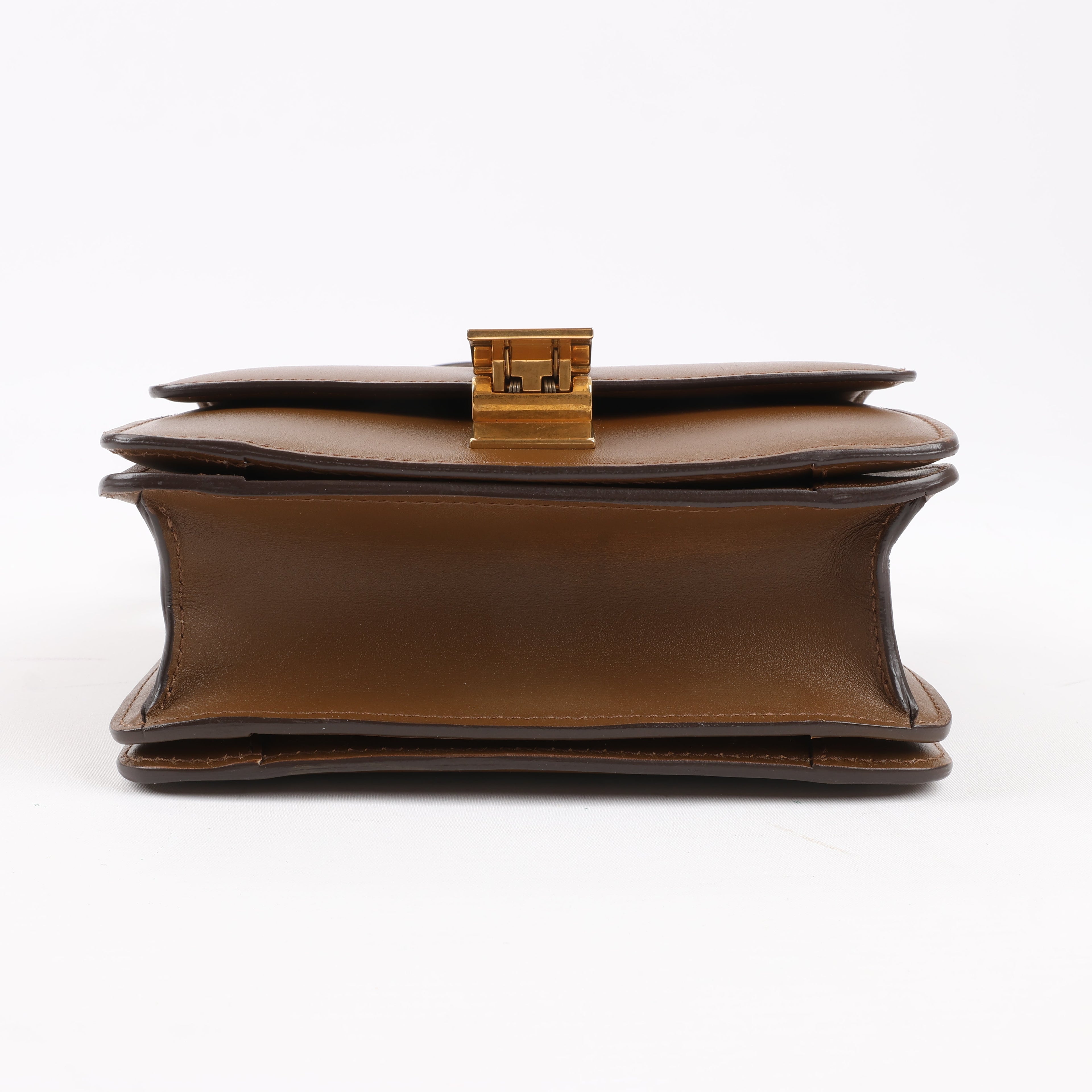 Bolso de hombro pequeño de piel Celine Classic Box en marrón
