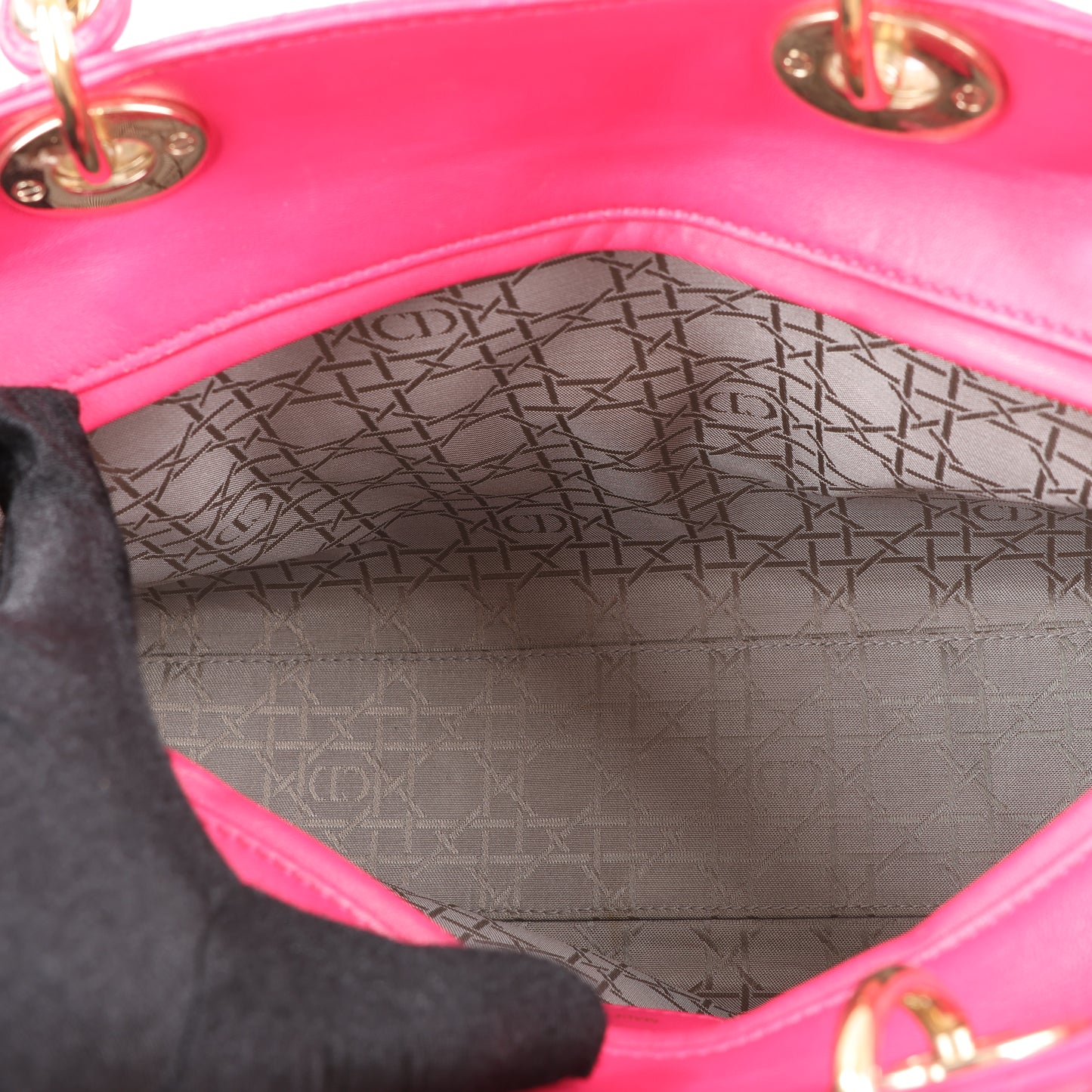 Grand sac à main double usage en cuir rose Christian Dior Lady Dior Cannage