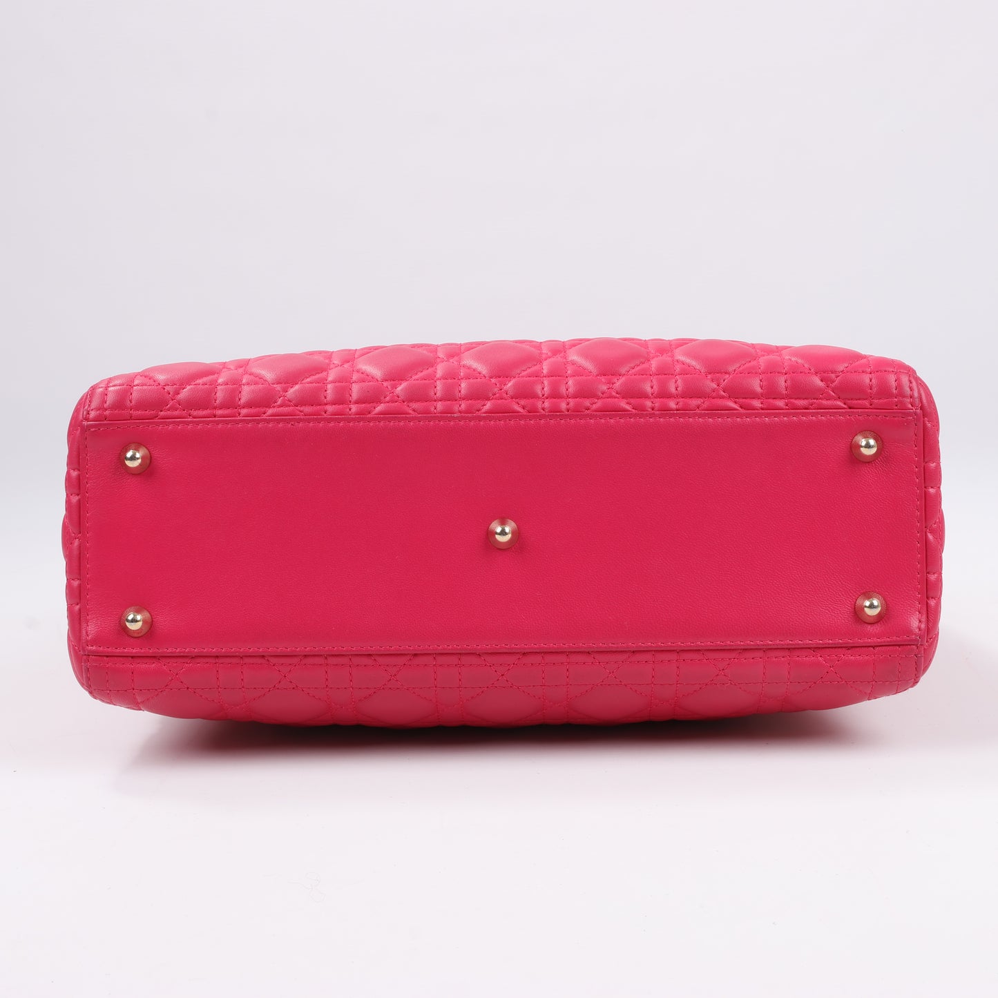 Grand sac à main double usage en cuir rose Christian Dior Lady Dior Cannage
