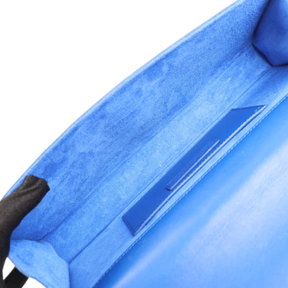 Saint Laurent Paris Pochette Kate Monogramme en cuir lisse bleu Majorelle