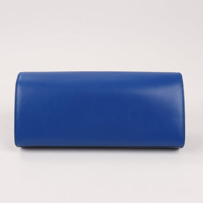 Saint Laurent Paris Pochette Kate Monogramme en cuir lisse bleu Majorelle