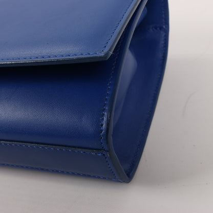 Saint Laurent Paris Pochette Kate Monogramme en cuir lisse bleu Majorelle