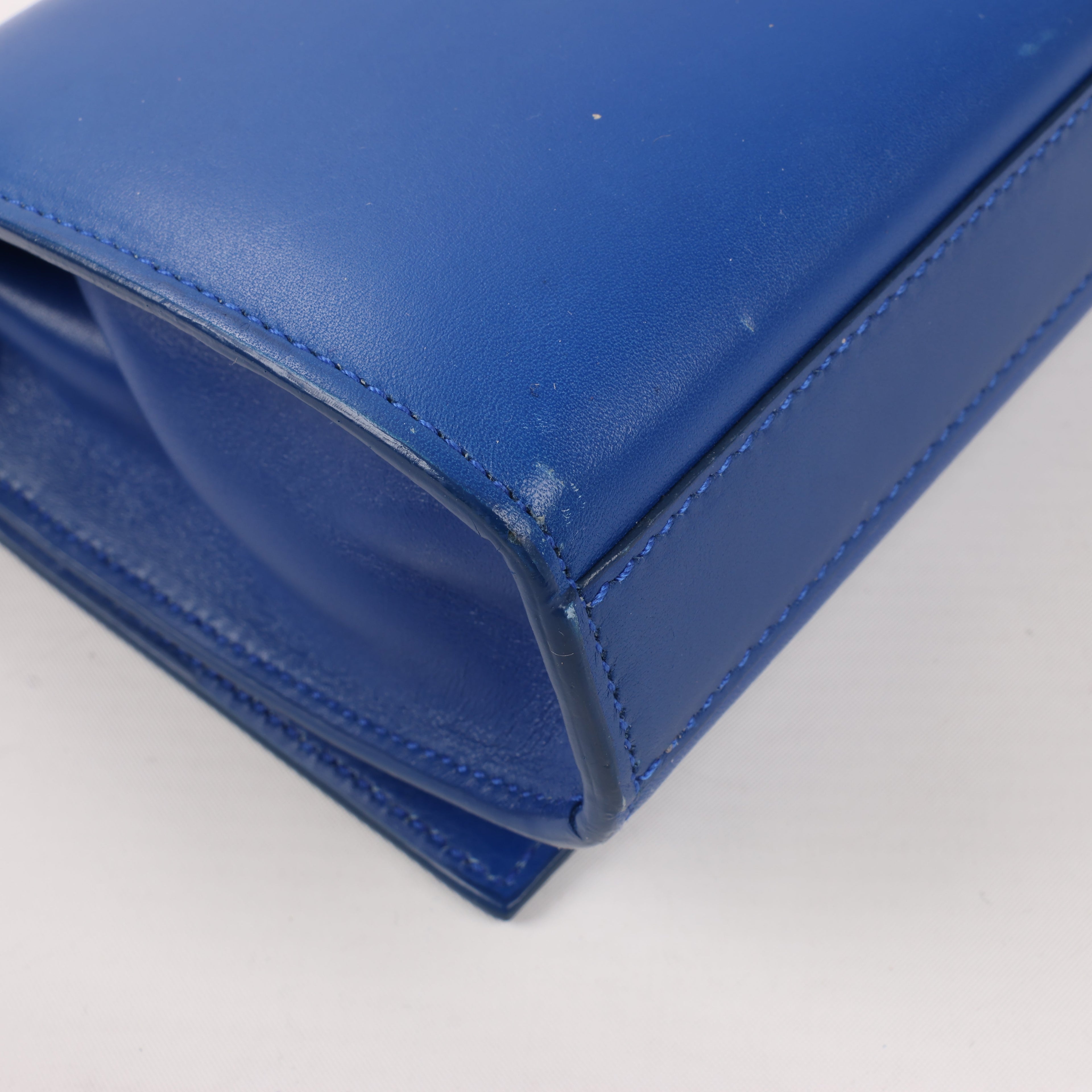 Saint Laurent Paris Kate Monogramme Smooth Leather Clutch in Blue Majorelle