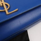 Saint Laurent Paris Kate Monogramme Smooth Leather Clutch in Blue Majorelle