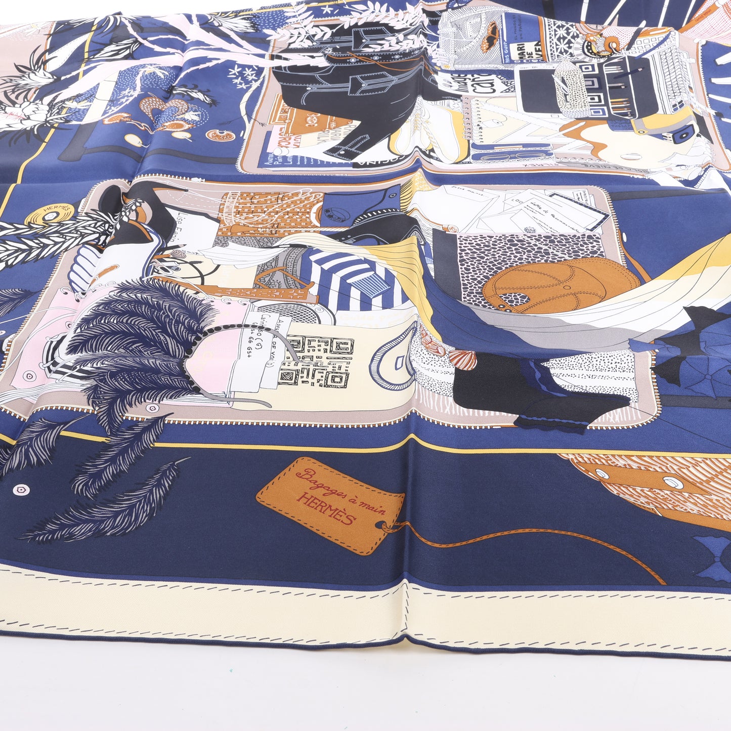Hermès Carré 90 "BAGAGE A MAIN" Silk Scarf