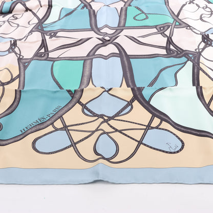 Hermès Carré 90 "Coup De Fouet" Silk handkerchief in Beige