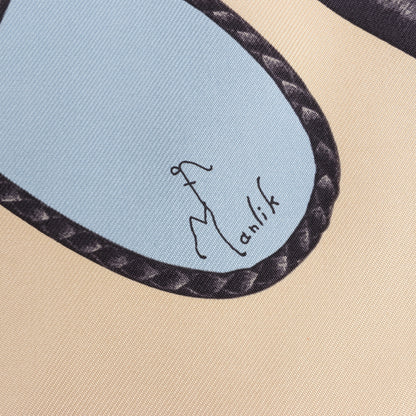 Hermès Carré 90 "Coup De Fouet" Silk handkerchief in Beige