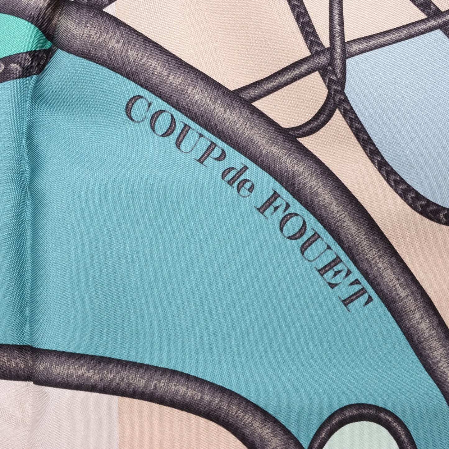 Hermès Carré 90 "Coup De Fouet" Silk handkerchief in Beige