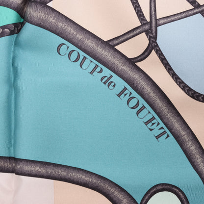 Hermès Carré 90 "Coup De Fouet" Silk handkerchief in Beige