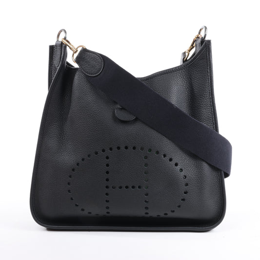 Hermès Evelyne 1 33 GM Taurillon Clémence Noir Garnitures en métal argenté G:2003