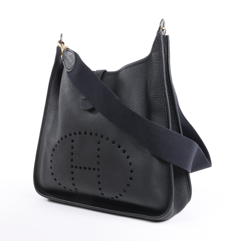 Hermes Evelyne 1 33 GM Taurillon Clemence Black Silver Metal Fittings G:2003