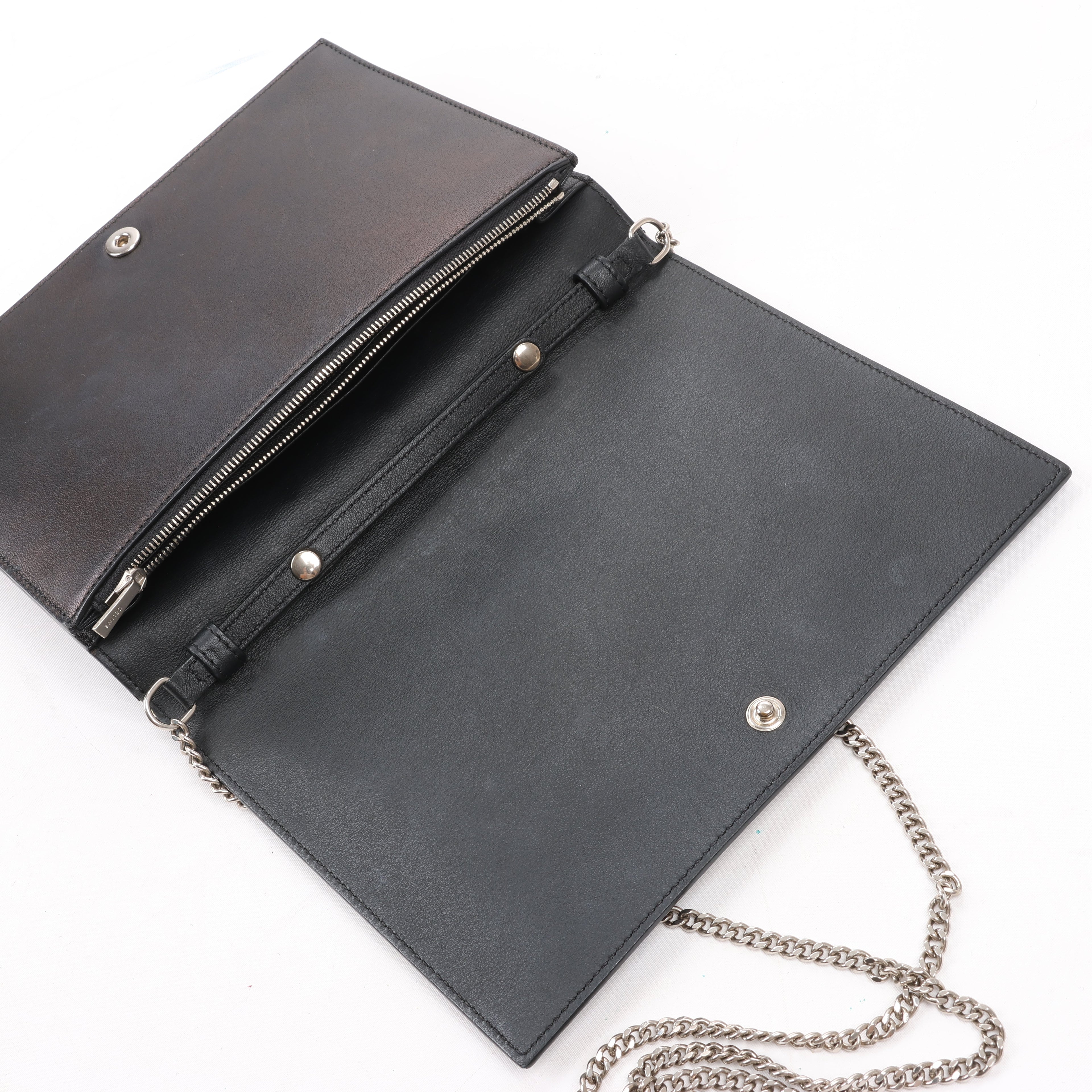 Celine Frame Evening Leather Chain Shoulder Bag in Black × White