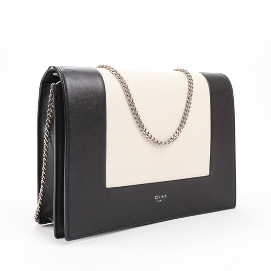 Sac à bandoulière Celine Frame Evening en cuir noir et blanc