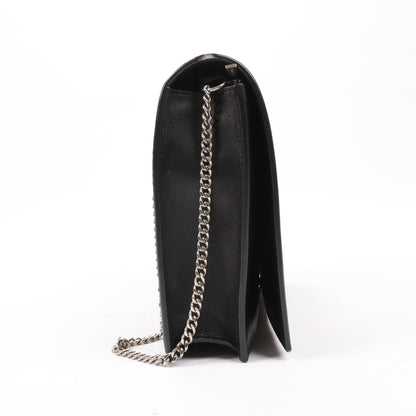 Celine Frame Evening Leather Chain Shoulder Bag in Black × White