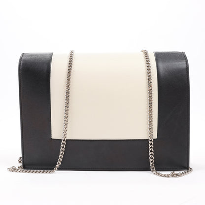Celine Frame Evening Leather Chain Shoulder Bag in Black × White