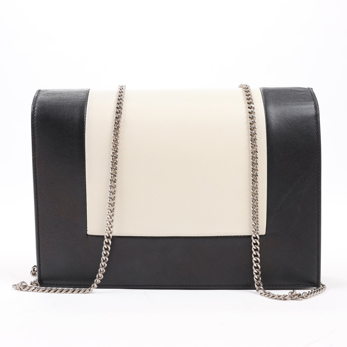 Sac à bandoulière Celine Frame Evening en cuir noir et blanc