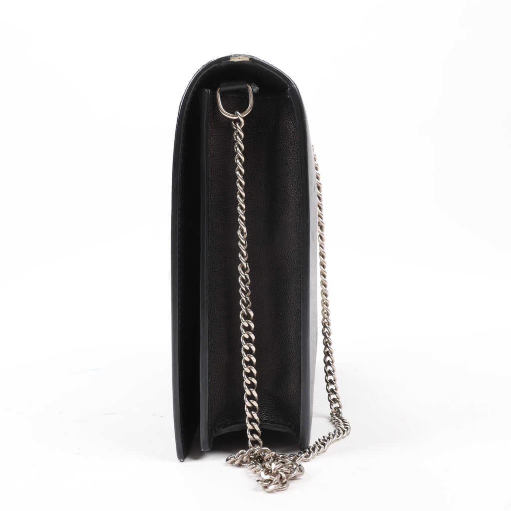 Celine Frame Evening Leather Chain Shoulder Bag in Black × White