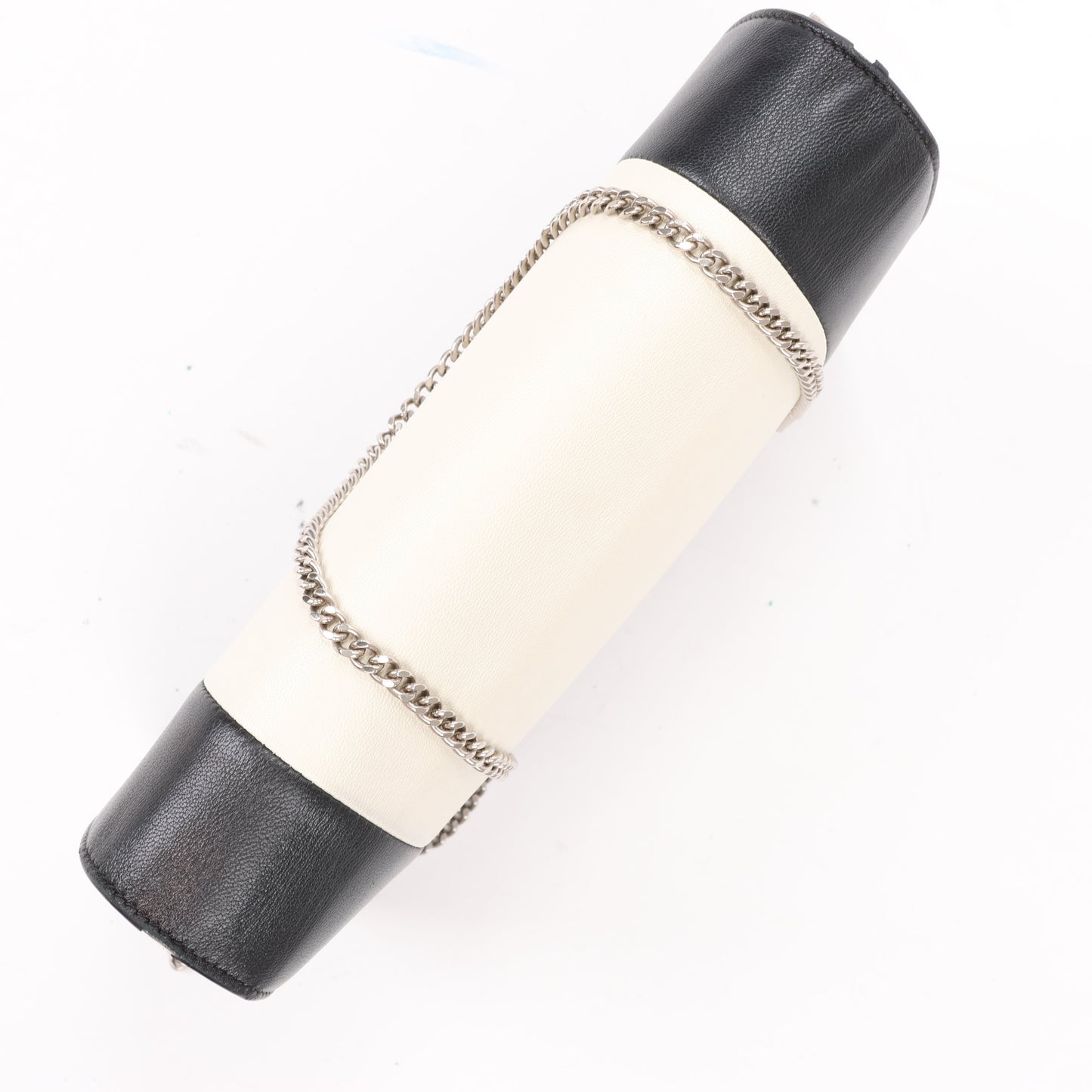 Celine Frame Evening Leather Chain Shoulder Bag in Black × White