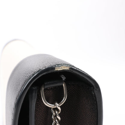 Celine Frame Evening Leather Chain Shoulder Bag in Black × White