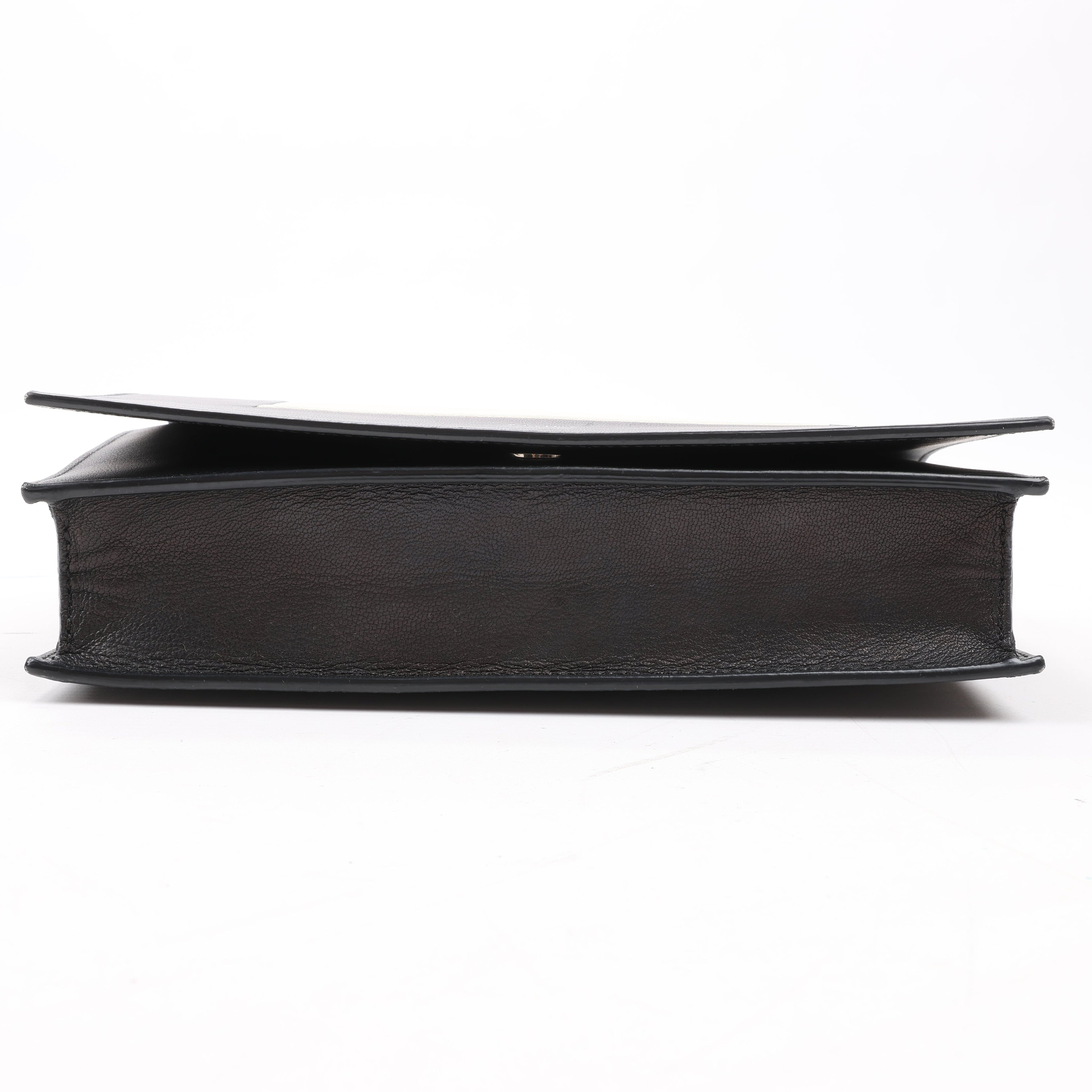 Celine Frame Evening Leather Chain Shoulder Bag in Black × White