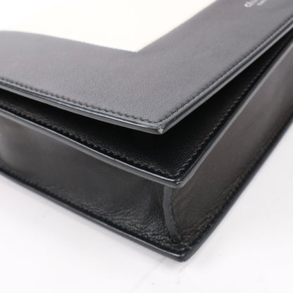 Celine Frame Evening Leather Chain Shoulder Bag in Black × White