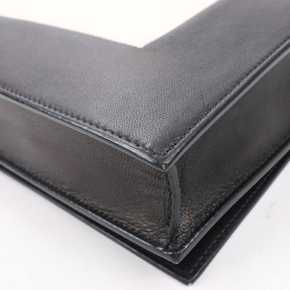 Celine Frame Evening Leather Chain Shoulder Bag in Black × White