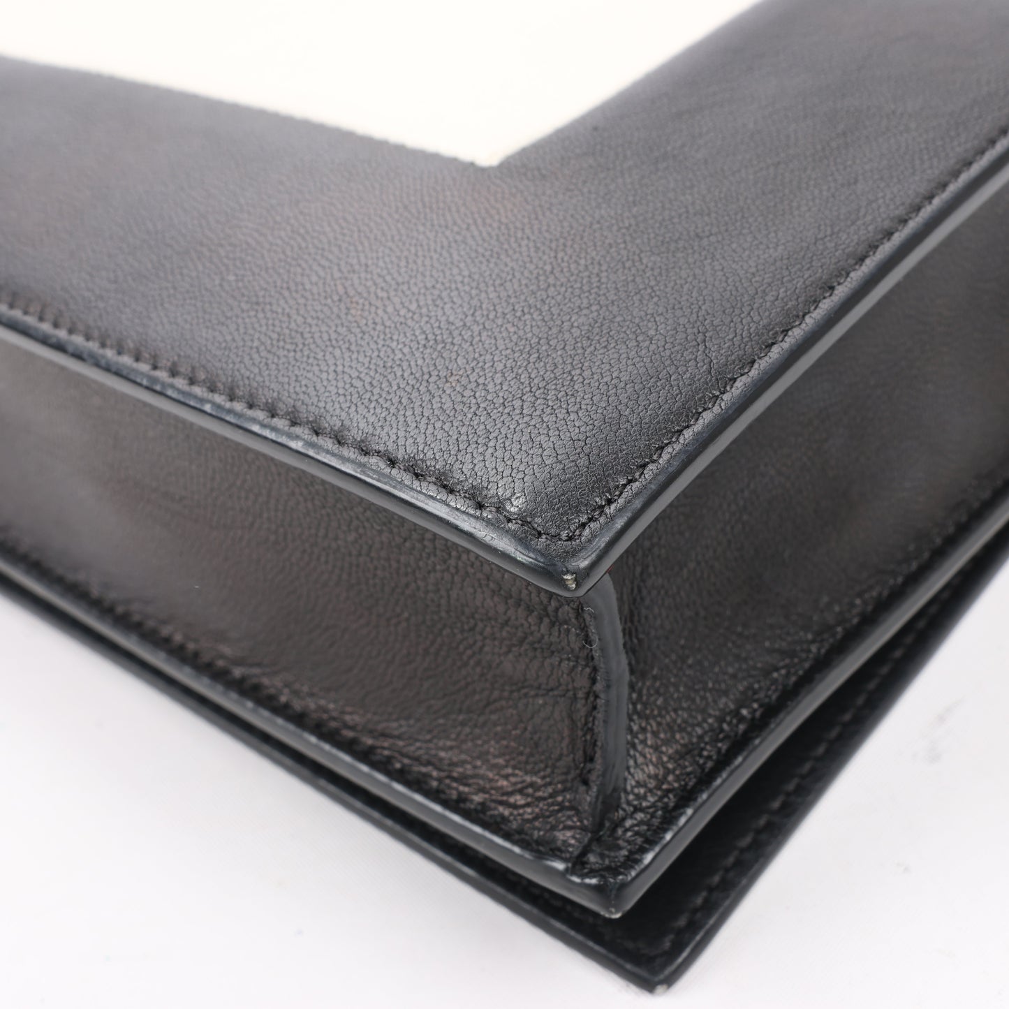 Celine Frame Evening Leather Chain Shoulder Bag in Black × White