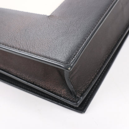 Celine Frame Evening Leather Chain Shoulder Bag in Black × White